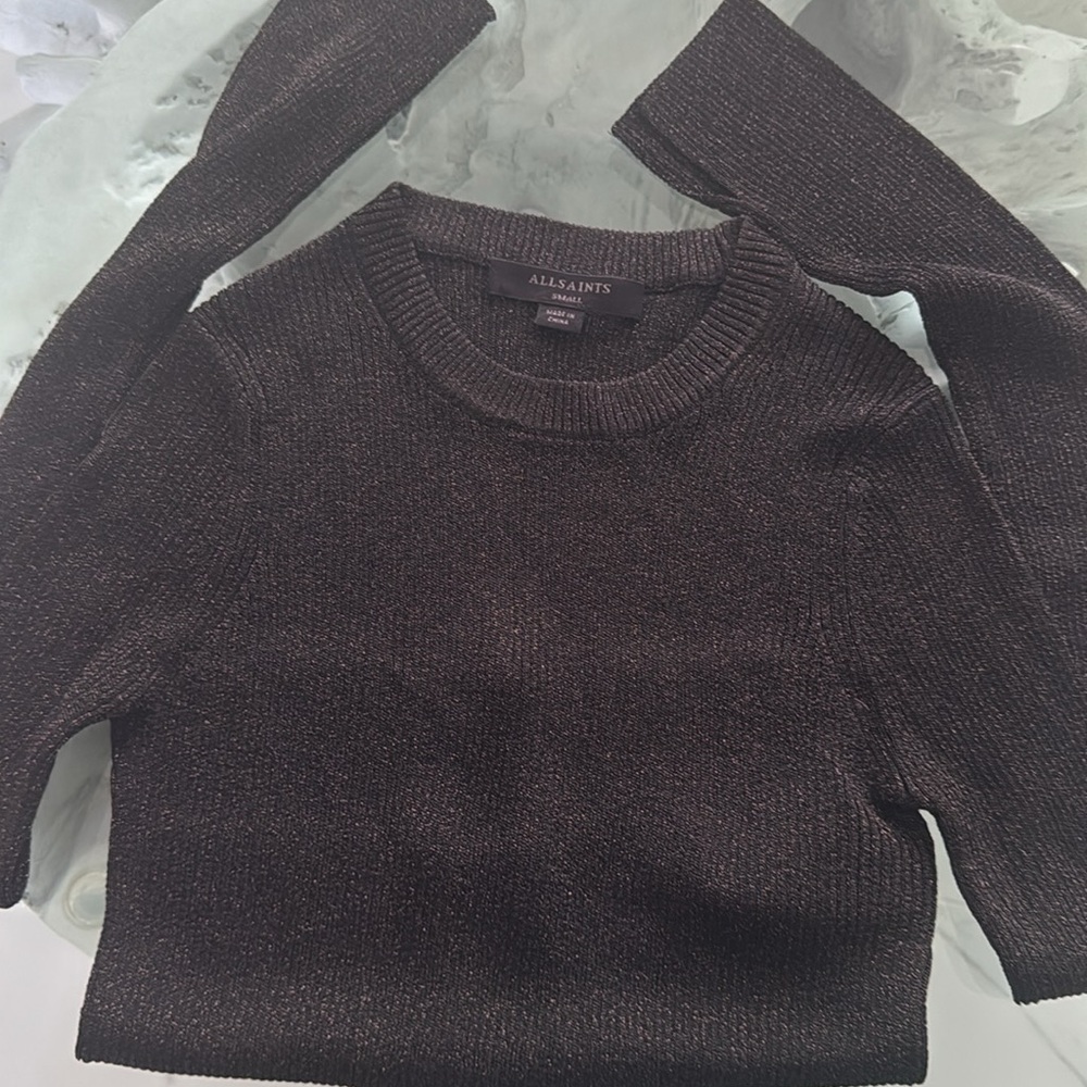 SOLD All Saints Sparkle  Ribbed Knit Cropped Sweater Size Small
